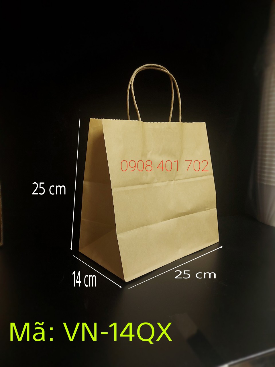 TÚI GIẤY KRAFT QUAI XÁCH, ĐÁY VUÔNG
